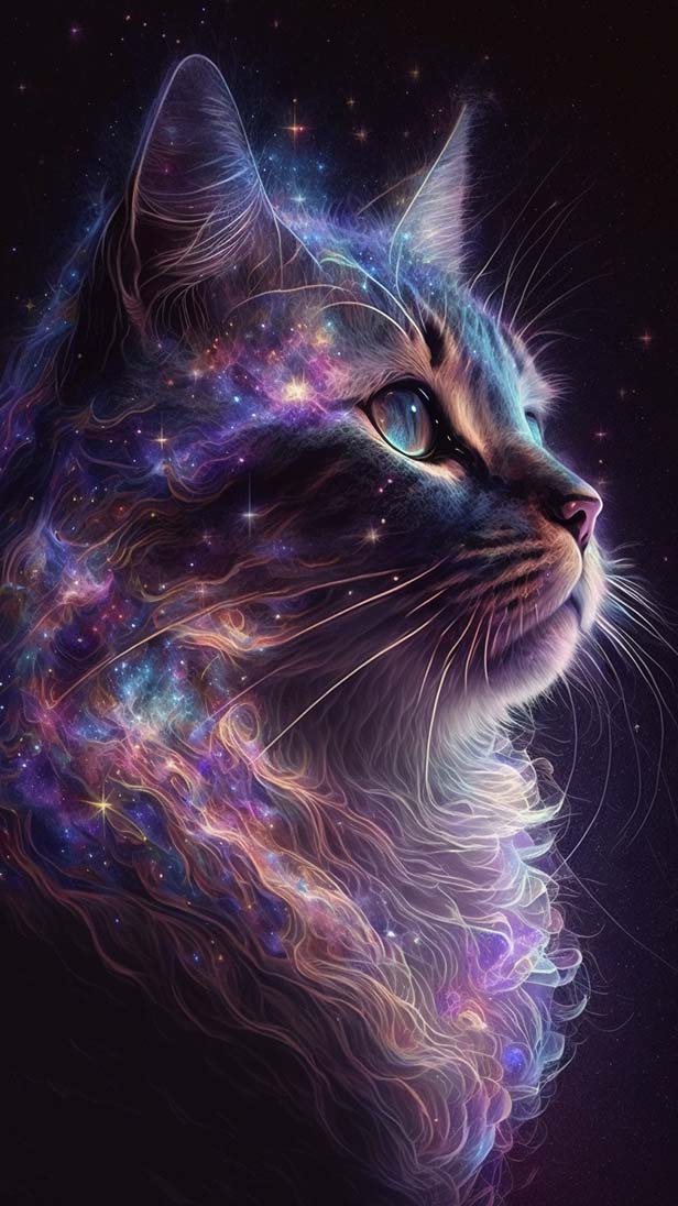 星系星云猫的AI咒语prompt描述词丨Ai绘画关键词