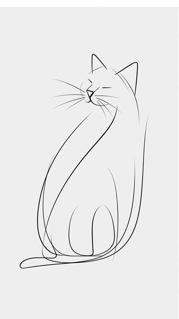 简笔画猫，线描猫的AI咒语prompt描述词丨Ai绘画描述