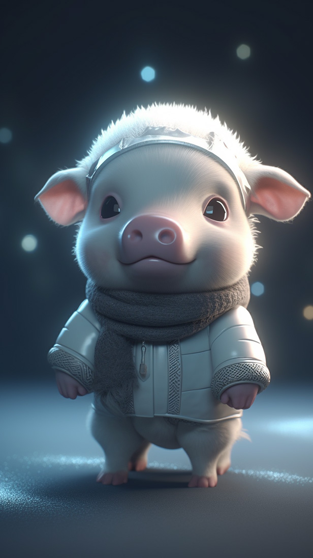 猪-3D版十二生肖的AI咒语prompt描述词丨Ai绘画关键词