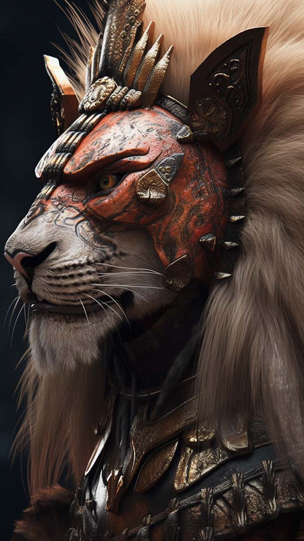 狮子战士的AI咒语prompt描述词丨Ai绘画关键词