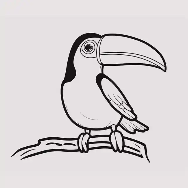 极简主义卡通巨嘴鸟涂色页