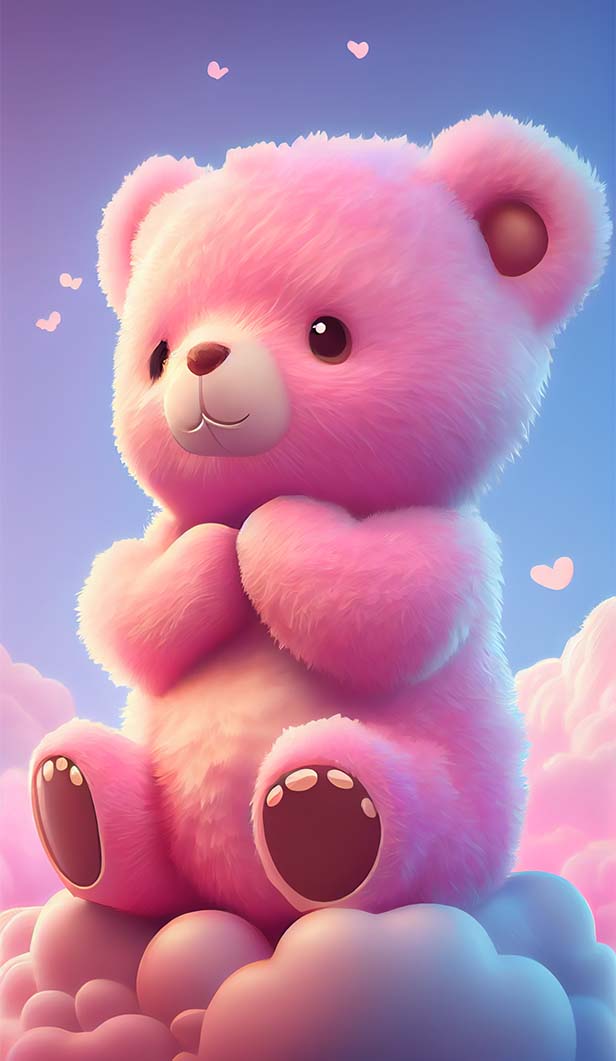 一只超级可爱快乐的粉红色小熊的AI咒语prompt描述词-Ai绘画Midjourney关键词