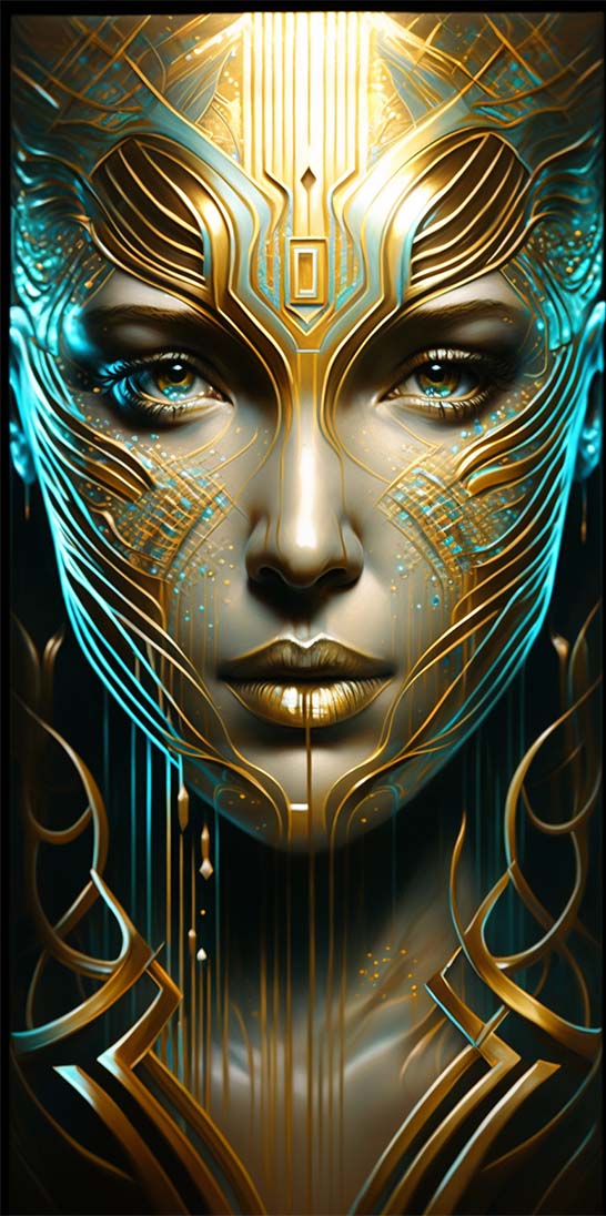 一张女人脸的画是用各种线条和条子做成的AI咒语prompt描述词丨Ai绘画关键词