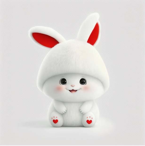 超级可爱的皮克斯风格的小白兔