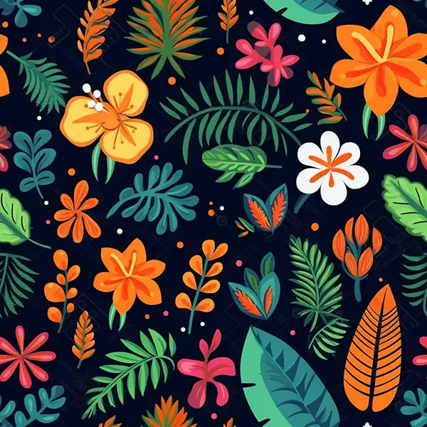 可爱的热带花卉，闪光片，波西米亚艺术