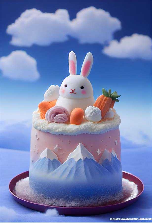 蛋糕上的粉红色小兔