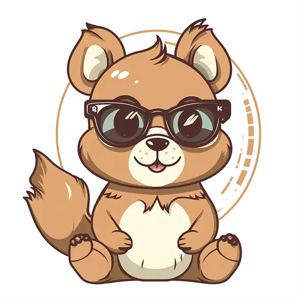 kawaii可爱的快乐松鼠戴着墨镜，专业的tshirt设计矢量